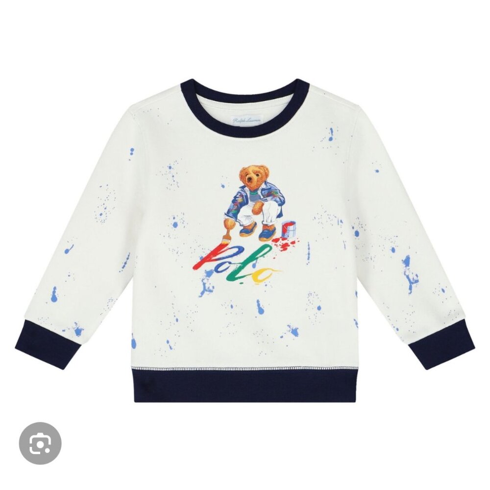 Ralph Lauren Baby Boys White & Navy Sweatshirt Size NEW WITH TAG top only